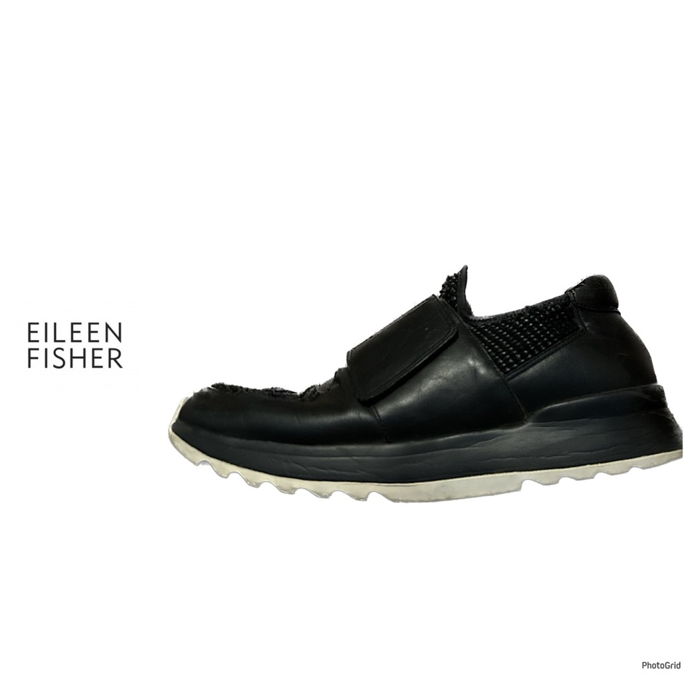 Eileen Fisher tweed and leather Velcro sneakers